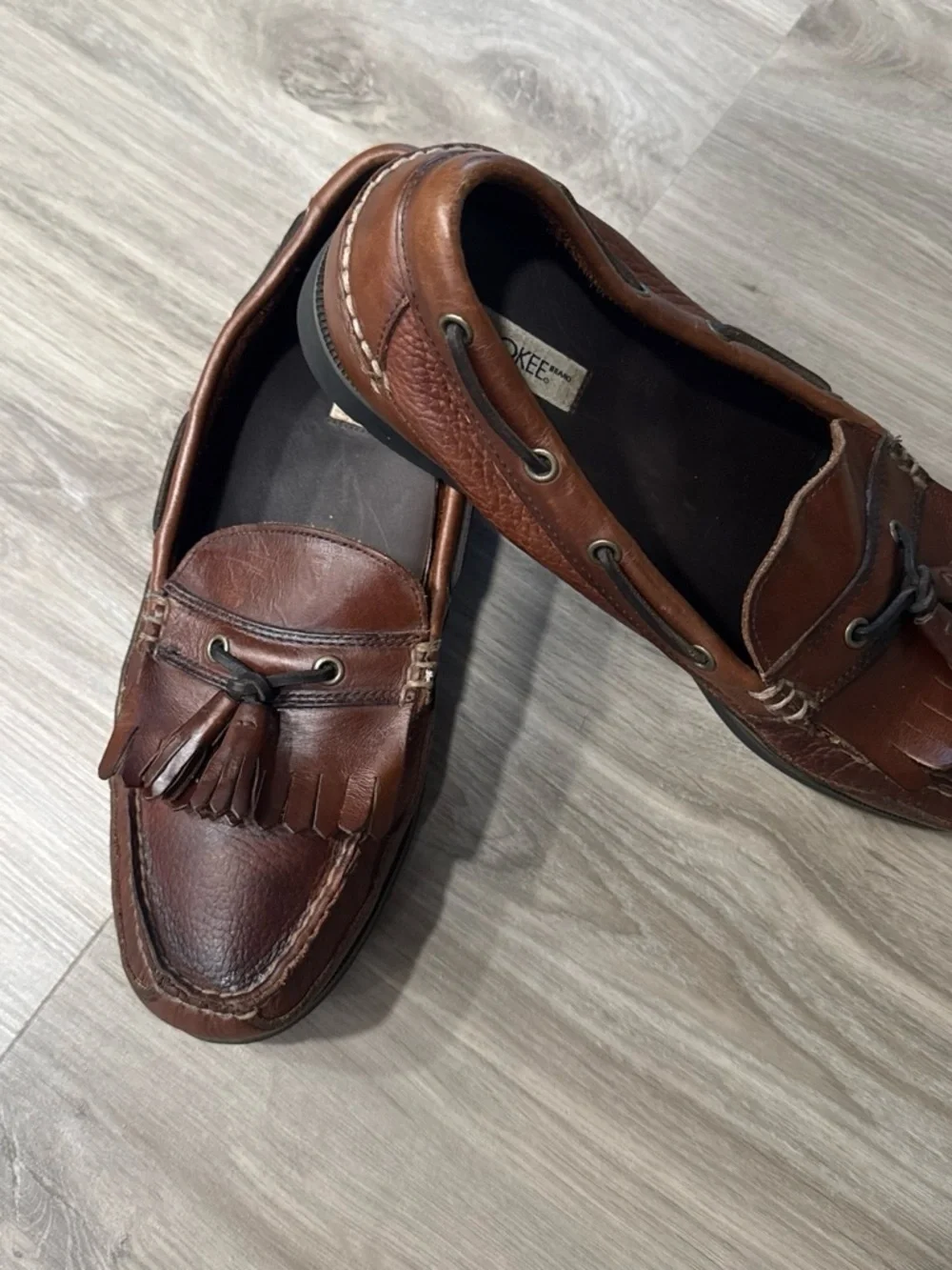 Cherokee Brown Leather Tassel Boat Shoes
